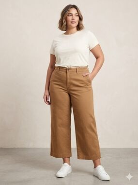 GAP Brown High Rise Wide-Leg Crop Pants Size 18